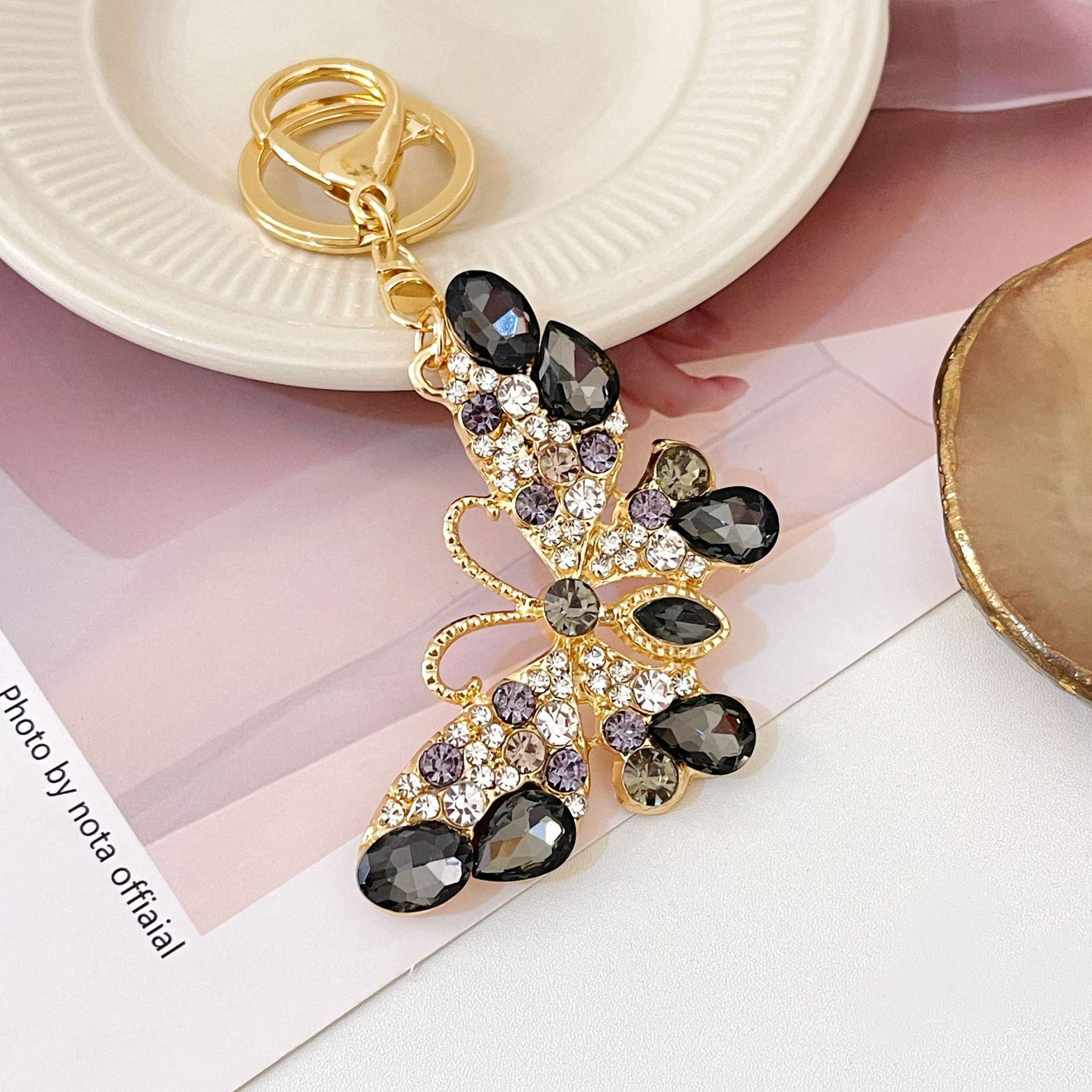 Wholesale Zinc Alloy Crystal Diamond Colorful Butterfly Keychain